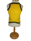 Camiseta em Malha de Algodão Amarela com Estampa de Cachorro com Fone de Ouvido